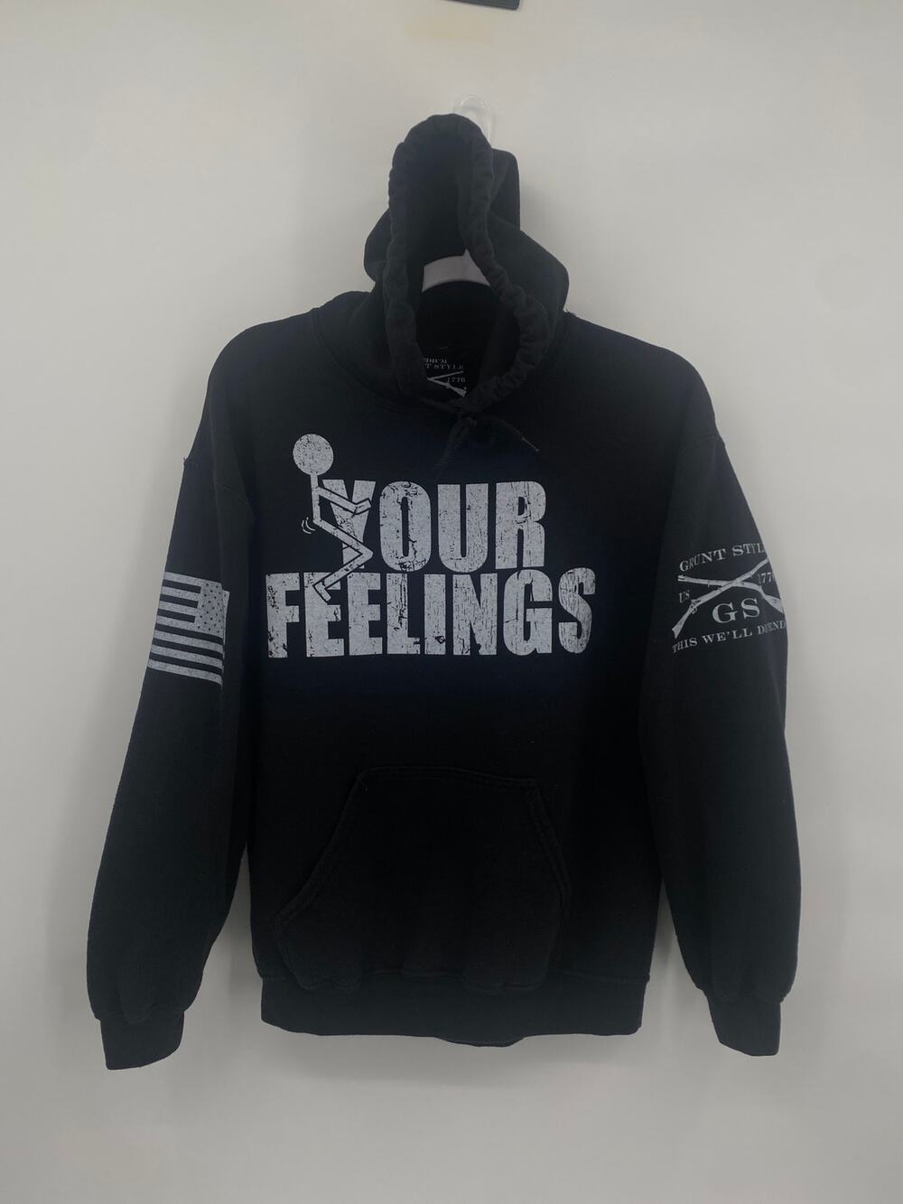 Grunt Style Black Hoodie Sweatshirt F Your Feelings Size Medium